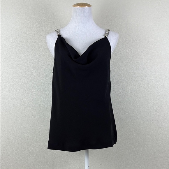 Trina Turk Elegant Black Women's Top with Embellished Straps Size Medium - Picture 1 of 11